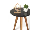 Ver imagem 5 de Mesa Lateral Retrô com Vidro Preto 100% MDF 50x40cm Marrom