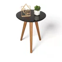Ver imagem 2 de Mesa Lateral Retrô com Vidro Preto 100% MDF 50x40cm Marrom