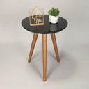 Ver imagem 6 de Mesa Lateral Retrô com Vidro Preto 100% MDF 50x40cm Marrom