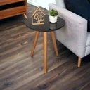 Ver imagem 1 de Mesa Lateral Retrô com Vidro Preto 100% MDF 50x40cm Marrom