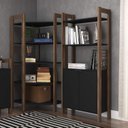 Ver imagem 4 de Estante de Canto 5 Prateleiras 136CMX166CM Az Preto/Nogal