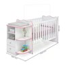 Berço Comoda Infantil 758 Branco Rosa Com Colchao - 4