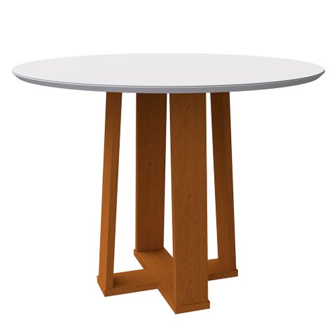 Mesa de Jantar Tampo com Vidro Lara 135 cm Off White Base Ypê - D’Rossi
