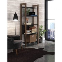 Conjunto 2 Estantes para Livros AZ Biblioteca 1 Alta 1 Baixa Premium Espresso Móveis - 4