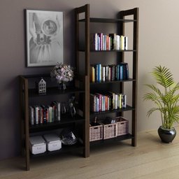 Conjunto 2 Estantes para Livros AZ Biblioteca 1 Alta 1 Baixa Premium Espresso Móveis - 1