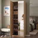 Ver imagem 2 de Sapateira Vertical Moderna 187cm 2 Portas C/ Espelho 100% Mdf Cor:olmo