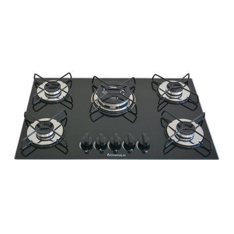 Fogão Cooktop Gás 5 Bocas Chama Tripla 127v/220 Preto