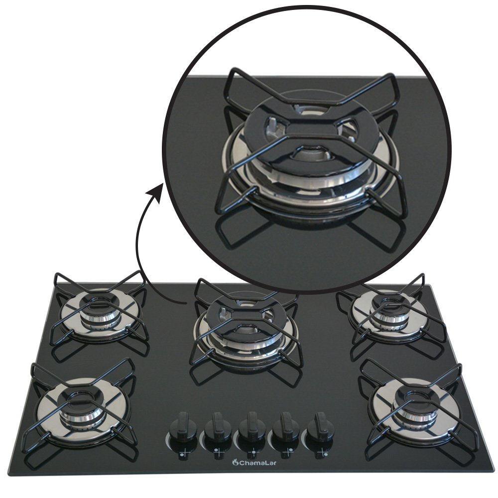 Fogão Cooktop Gás 5 Bocas Chama Tripla 127v/220 Preto - 4