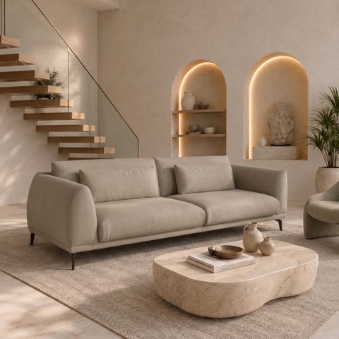 Sofá Living 4 Lugares com Almofadas 250cm Siena