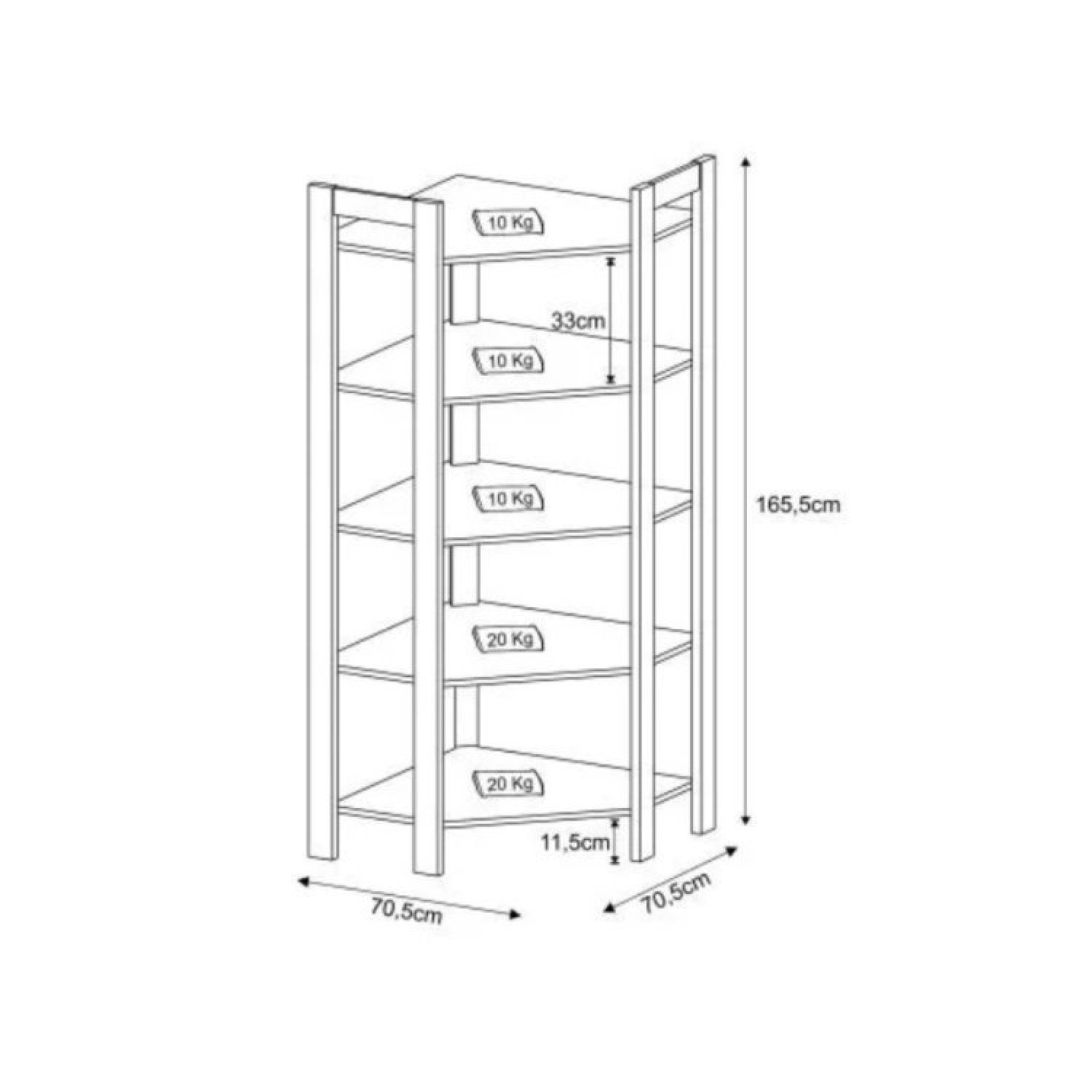 Conjunto 2 Estantes para Livros Biblioteca de Canto e Linear 2 Portas AZ Premium Espresso Móveis - 6