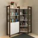 Ver imagem 1 de Estante de Canto 2 Portas 136CMX166CM Az Branco/Nogal