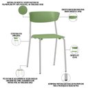 Ver imagem 2 de Cadeira Empilhável Fixa Atom F02 Base Aço Cinza Verde - Lyam Decor