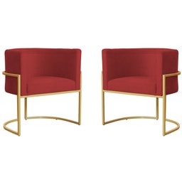 Kit 2 Poltronas Decorativa Sala de Estar Luana Base Gold Suede - 1