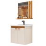 Kit Pia Gabinete Cuba Espelheira Armário Banheiro Lavabo Perola/nature - 6