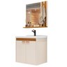 Kit Pia Gabinete Cuba Espelheira Armário Banheiro Lavabo Perola/nature - 5