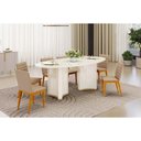 Ver imagem 1 de Conjunto: Mesa Sala Jantar Liz C/ Tampo Madeirado C/ Vidro Oval 218x108cm e 6 Cadeiras Sofia Off