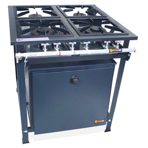 Fogão Industrial 4 Bocas 2QD e 2QS Baixa Pressão com Forno 90L de Piso