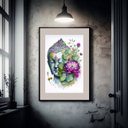 Ver imagem 2 de Quadro Aquarela Buda com Flor de Lotus - 60x48cm:madeira Preta