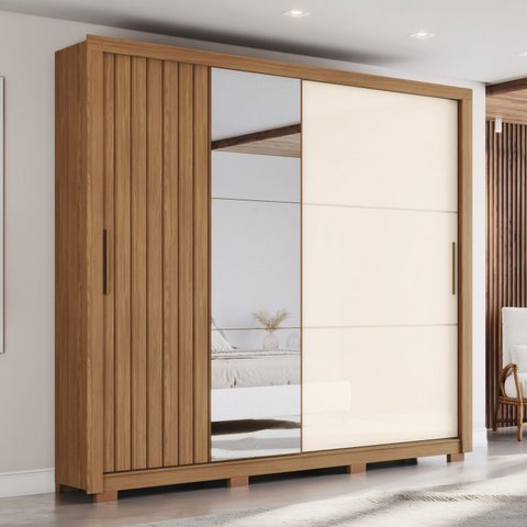 Guarda-roupa Vasti 02 Portas Deslizantes C/ Espelho 4 Gavetas - Henn
