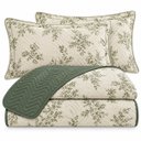 Ver imagem 1 de Kit Cobre Leito Floratta Casal Percal 150 Fios Dupla Face Estampado Colcha 3 Peças Floral Verde