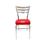 Conjunto 4 Cadeiras de Cozinha com Reforço Cromada Assento Grosso Cor Vermelho Poltronas do Sul 1722 - 3