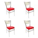 Ver imagem 1 de Conjunto 4 Cadeiras de Cozinha com Reforço Cromada Assento Grosso Cor Vermelho Poltronas do Sul 1722