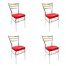 Conjunto 4 Cadeiras de Cozinha com Reforço Cromada Assento Grosso Cor Vermelho Poltronas do Sul 1722 - 1