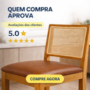 Ver imagem 5 de Banqueta Alta em Tela Sextavada Assento Estofado Couro Pu Caramelo Rubi Madeira Maciça Mel