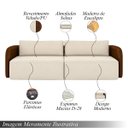 Ver imagem 3 de Sofá Living Sala de Estar Abel 220cm Bipartido Pés de Madeira Pu/veludo Marrom/bege Claro G33 - Gran