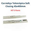 Ver imagem 2 de Kit 5 Pares Corrediças Telescópicas 45x400mm Soft Closing (Amortecedor) Reforçadas - Jomarca