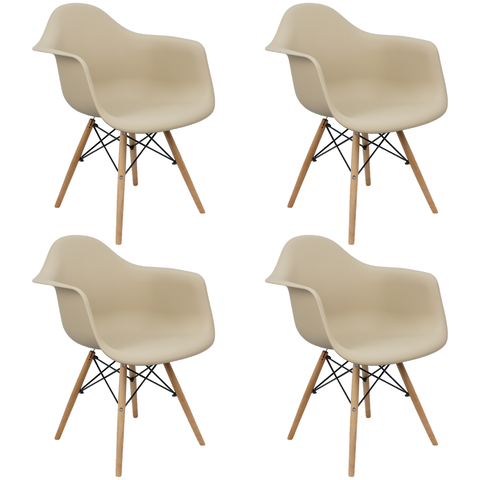 Kit 4 Cadeiras Charles Eames Eiffel com Braço Preta Branca Bege Outras Bege