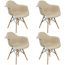 Ver imagem 1 de Kit 4 Cadeiras Charles Eames Eiffel com Braço Preta Branca Bege Outras Bege