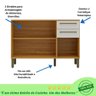 Balcão de Cozinha com Tampo 3 Portas 2 Gavetas Carmenere 100% Mdf - 4