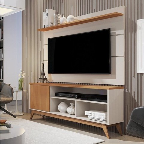 Rack com Painel para TV até 50 Polegadas Retrô 198CMX136CM Malbec Vivare Marrom/Off White