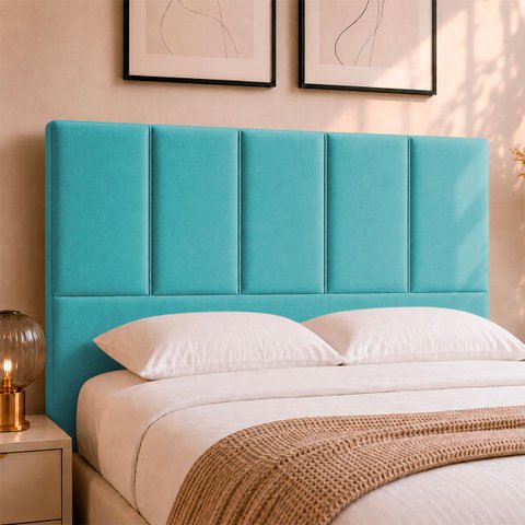 Cabeceira Classic Casal 140cm para Quarto Cama Decorativa Moderna Elegante Suede Azul Turquesa
