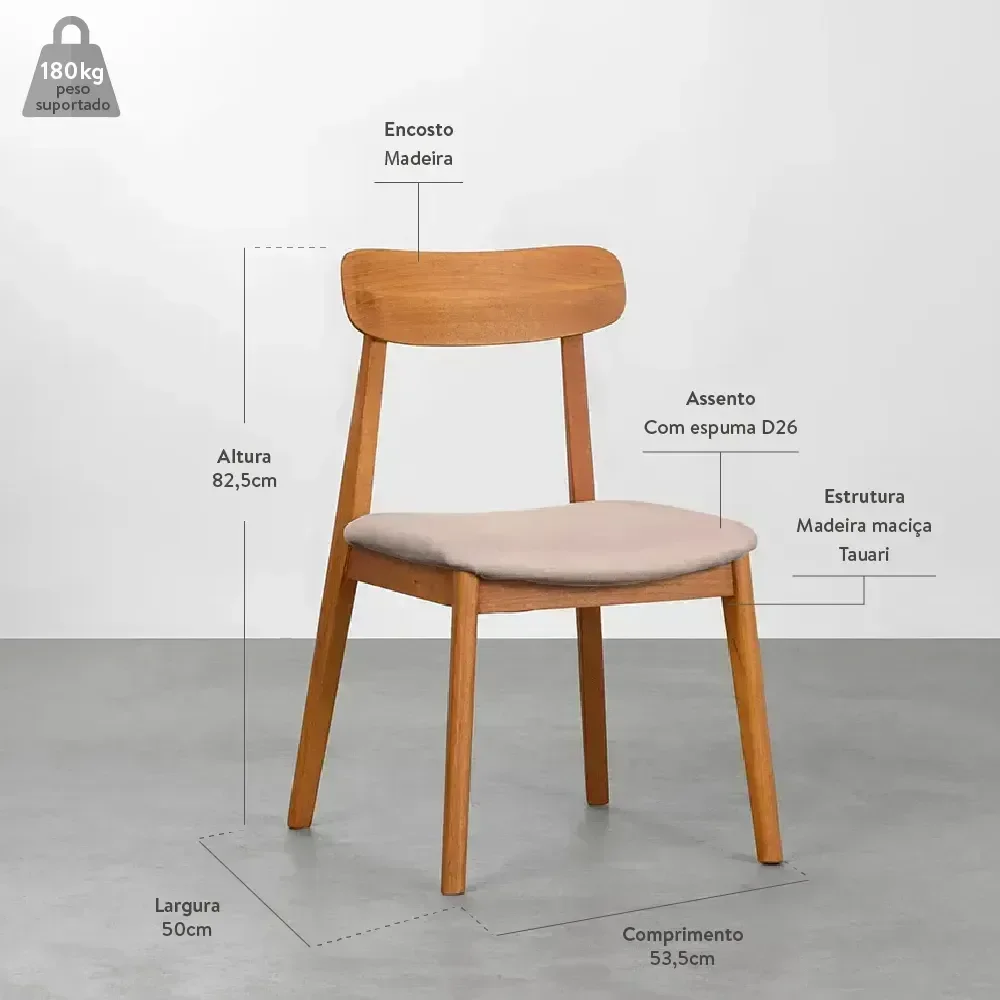 Ver imagem 7 de Conjunto Mesa de Jantar Square Redonda Bétula - 88cm + 2 Cadeiras Nord Encosto Madeira - Cognac Abra