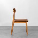 Ver mais imagens de Conjunto Mesa de Jantar Square Redonda Bétula - 88cm + 2 Cadeiras Nord Encosto Madeira - Cognac Abra