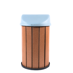 Lixeira Madeira Plástica 100 Litros - 70 Cm:marrom/cinza - 3