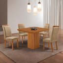 Ver imagem 1 de Mesa de Jantar Eloise 90cm Tampo MDF Laminado Canto Copo com 4 Cadeiras Lorena