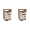 Ver imagem 2 de Kit 2 Mesas de Cabeceira 3 Gavetas 100% MDF Barcelona Bege