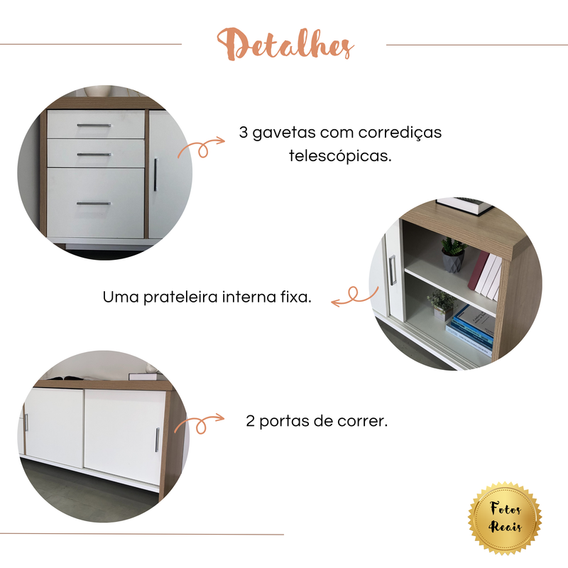Conjunto Escritório: Mesa 6213 + Balcão 6206 +armário 6207 - 7