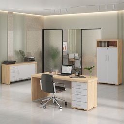 Conjunto Escritório: Mesa 6213 + Balcão 6206 +armário 6207 - 1