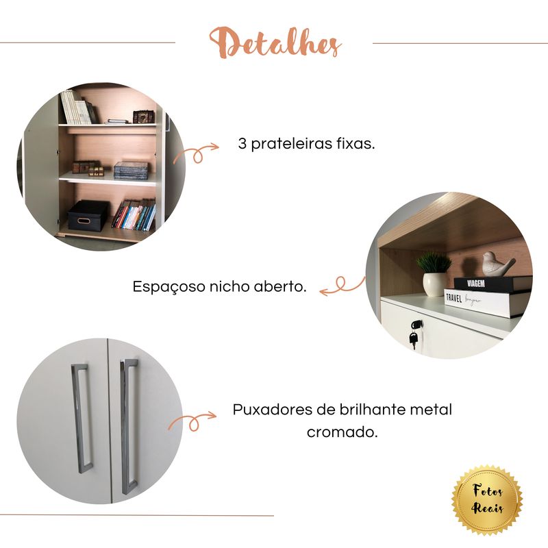 Conjunto Escritório: Mesa 6213 + Balcão 6206 +armário 6207 - 10