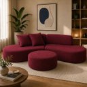Ver imagem 1 de Sofá e Puff Orgânico Virginia 200cm Sala Suede: Bordô
