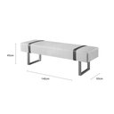 Ver imagem 2 de Recamier Banco Puff Londres Linho Cinza/Preto 1,40m