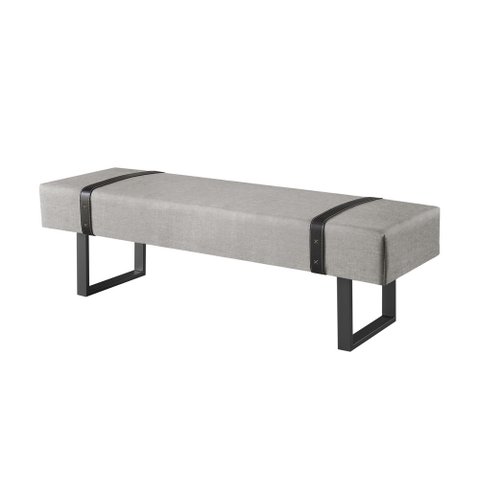 Recamier Banco Puff Londres Linho Cinza/Preto 1,40m