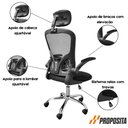 Ver imagem 3 de Cadeira de Escritório Presidente Ergonômica Preta Muito Confortavável Giratório C310 Proposita