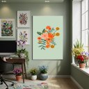 Ver imagem 1 de Quadro Decorativo Estampa de Flores 70x50cm Mold Preta