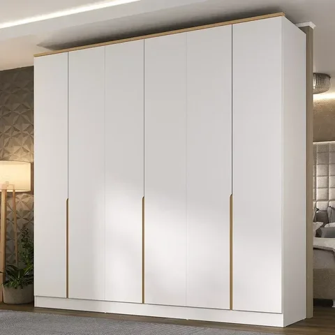 Guarda Roupa 6 Portas 4 Gavetas Logan Yescasa Branco/Olmo Italiano