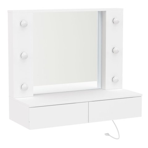 Penteadeira Camarim Suspensa com Espelho 2 Gavetas Arujá Branco - Politorno